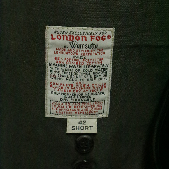 VTG LONDON FOG Woven Gray Over Coat Sz 42 S Men - Picture 8 of 8